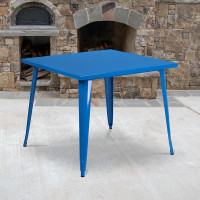 Flash Furniture CH-51050-29-BL-GG 35.5" Square Blue Metal Indoor-Outdoor Table